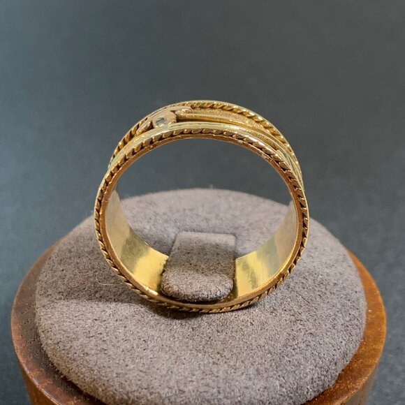 Men's 14KY Gold Butterfly Caterpillar Floral Design Cigar Band Ring Size 10.25 - Picture 4 of 16